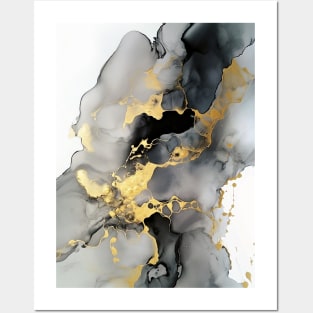 Metallic Mirage - Abstract Alcohol Ink Art Posters and Art